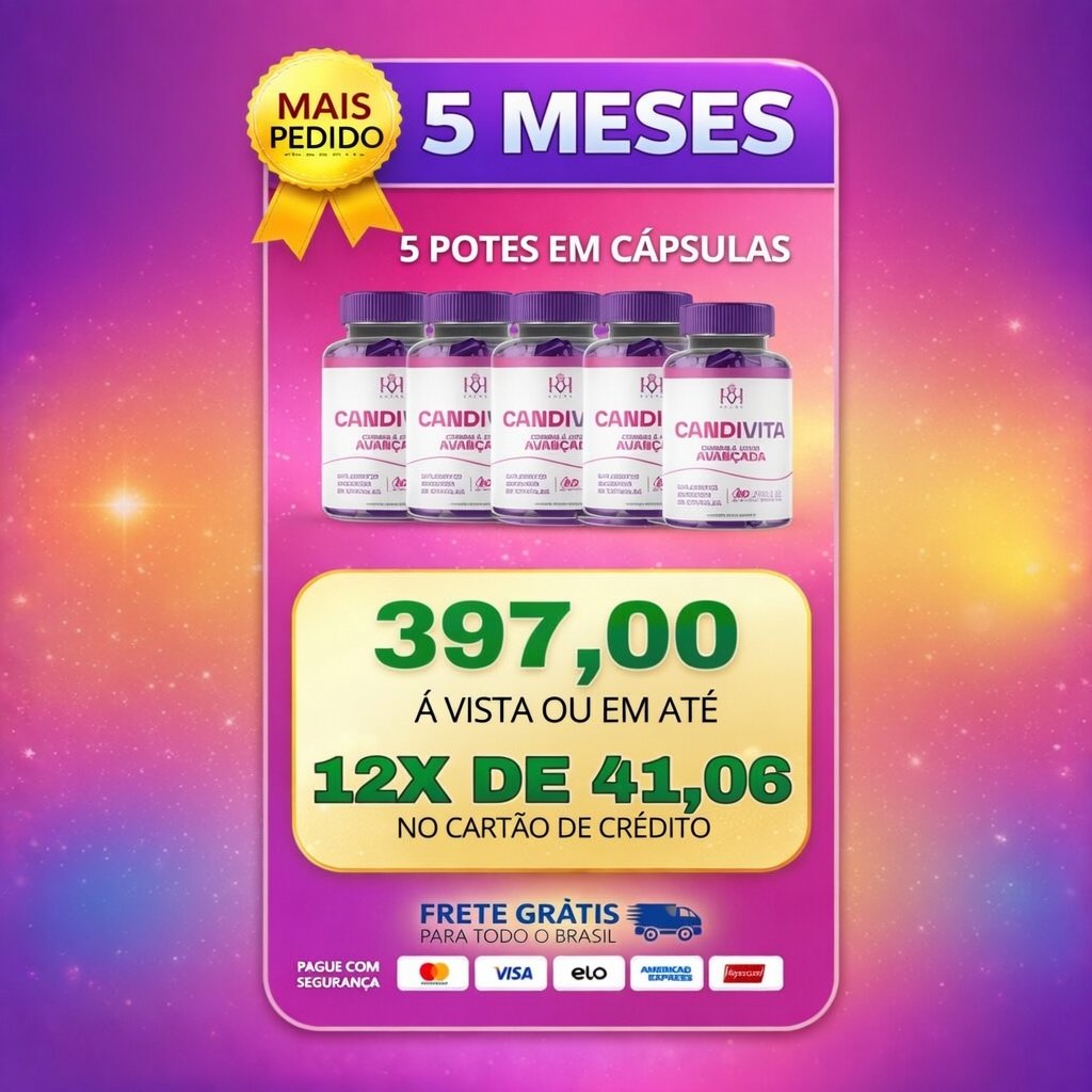 Plano 5 meses CANDIVITA – Mais Pedido – 5 potes por R$ 397,00 ou 12x de R$ 41,06